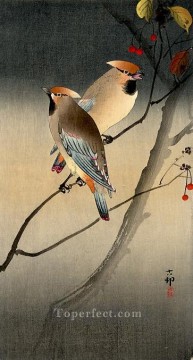 150の主題の芸術作品 Painting - ベリーの木のカケス 大原古邨の鳥